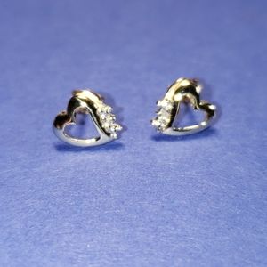 10K Yellow Gold Genuine Diamond Accent Heart Earri